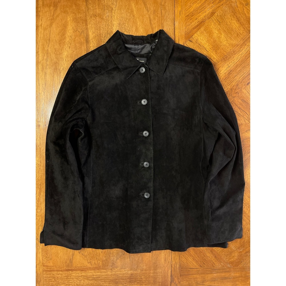 Valerie by Valerie Stevens Leather Jacket Black Suede Vintage 90s Y2K Medium